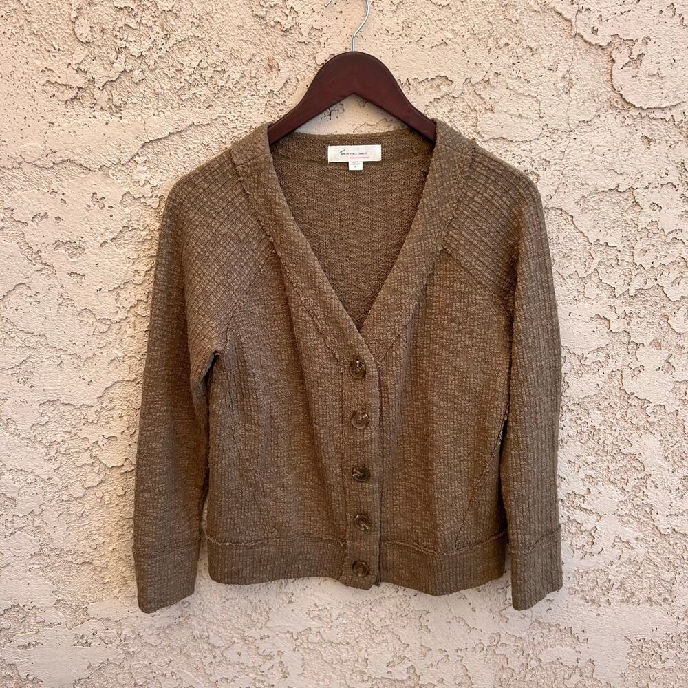 VINCE CAMUTO Olive Green Textured Knit Button Up Cardigan Size Small